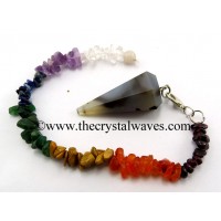 Grey Khayaldar Agate Faceted Pendulum With Chakra Chips Chain